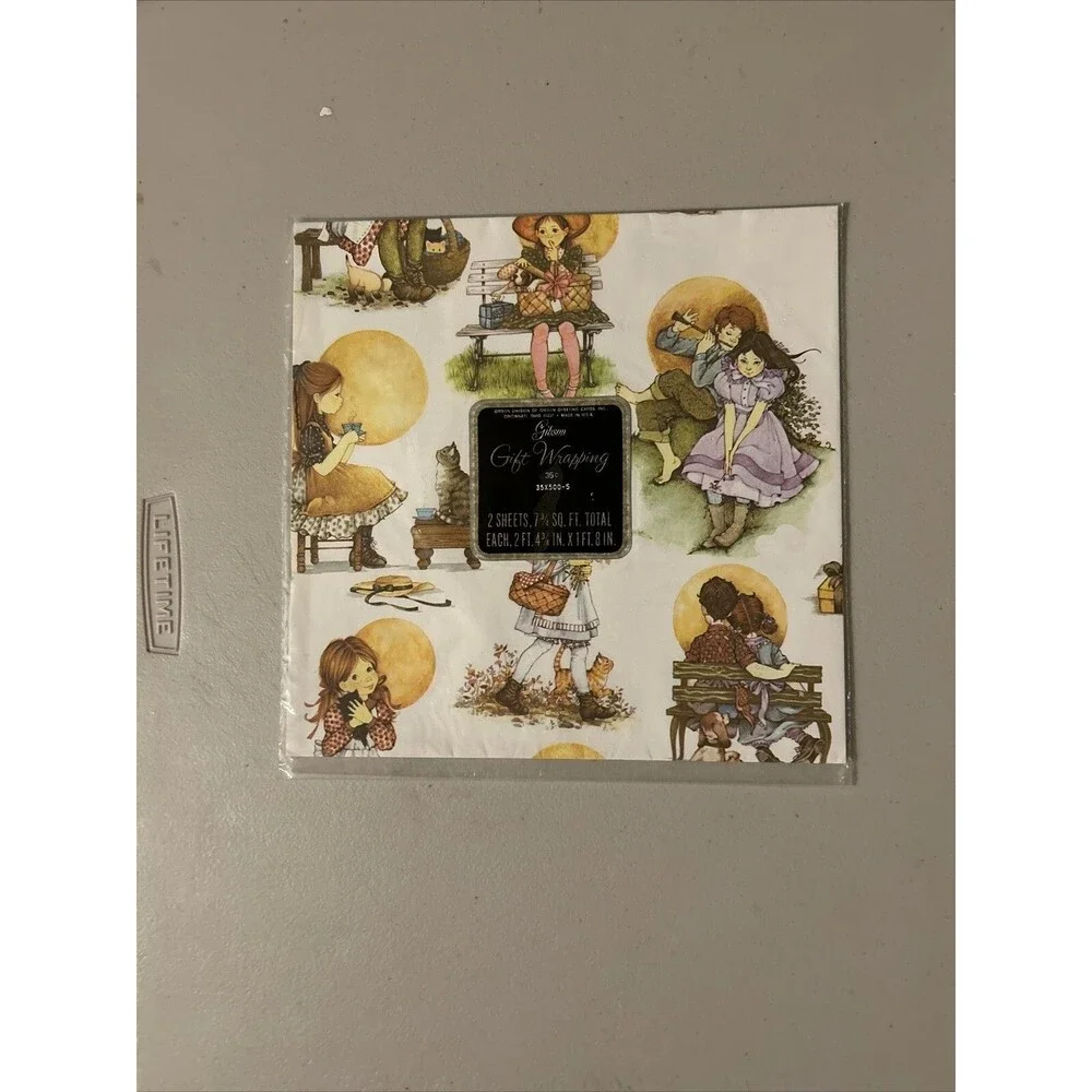 Vintage Children Gibson Gift Wrap Little Girls Boys and Animals